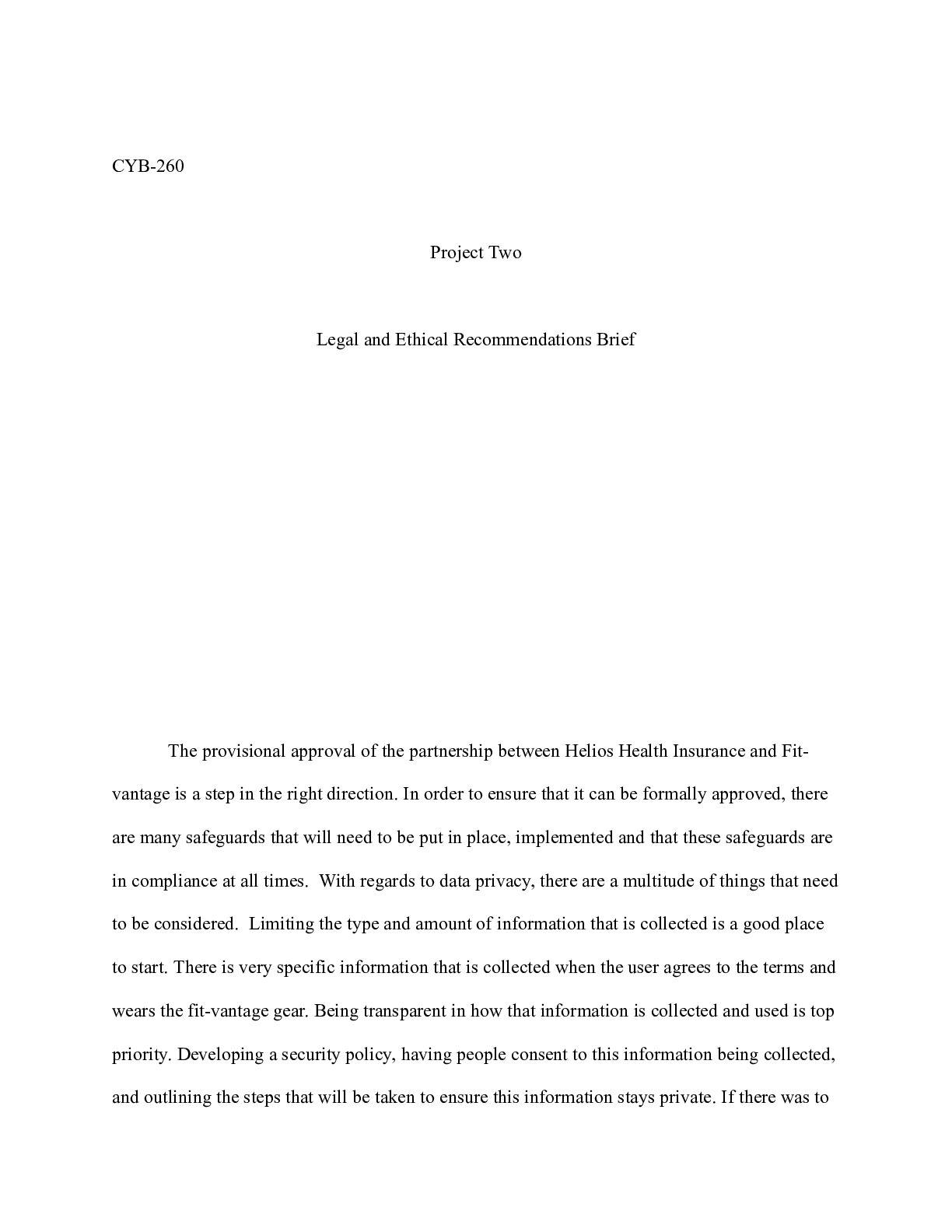 Preview image for CYB 260 Project Two Jenn Arsenault.docx    CYB-260  Project Two  Legal and Ethical Recomme